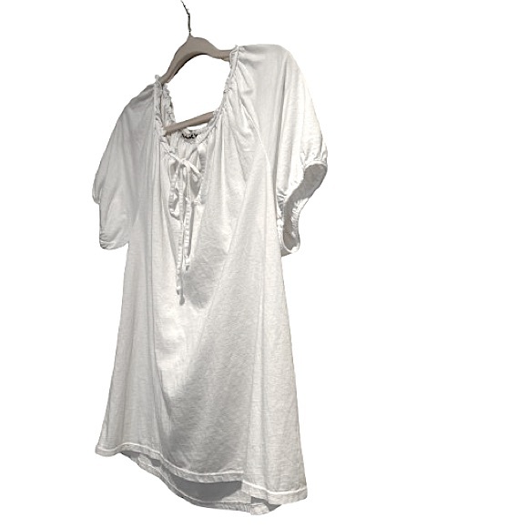 Michael Stars Short Sleeve Tie Front Top in White, Size S - Picture 3 of 6